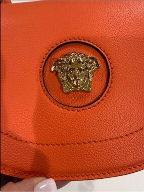 🧡 Versace Medusa Small Shoulder / Belt Bag – Orange Vitello Leather NWT & COA